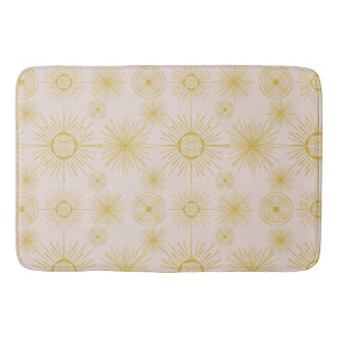 Boho Celestial Sun Stars Ivory Pattern  Bath Mat