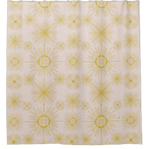 Boho Celestial Sun Stars Ivory Pattern Shower Curtain