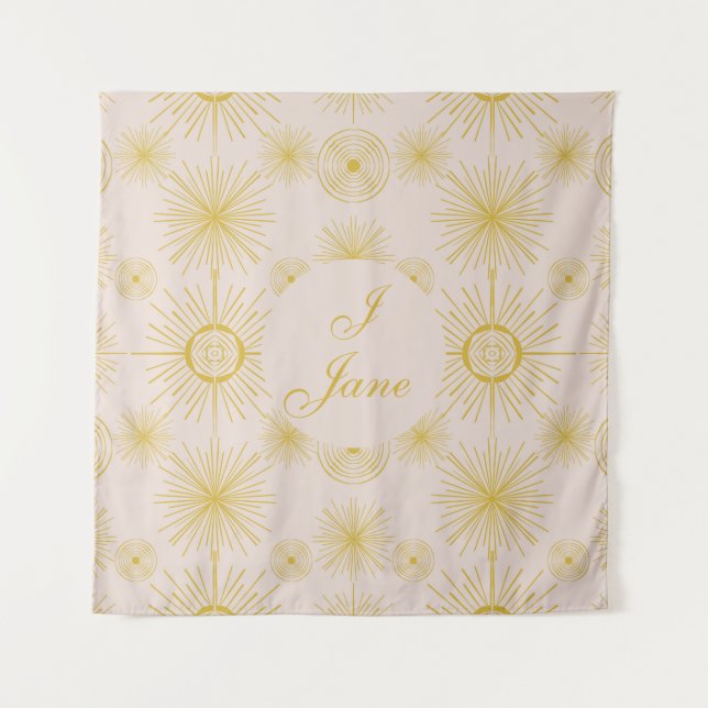 Boho Celestial Sun Stars Personalised Ivory Tapestry (Front)