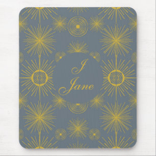 Boho Celestial Sun Stars Personalised Vintage  Mouse Pad