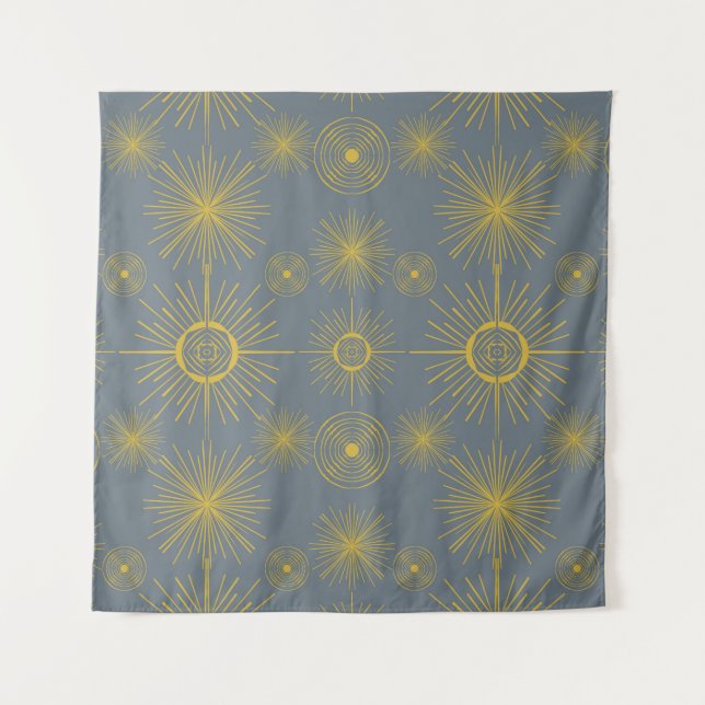 Boho Celestial Sun Stars Vintage Pattern Tapestry (Front)
