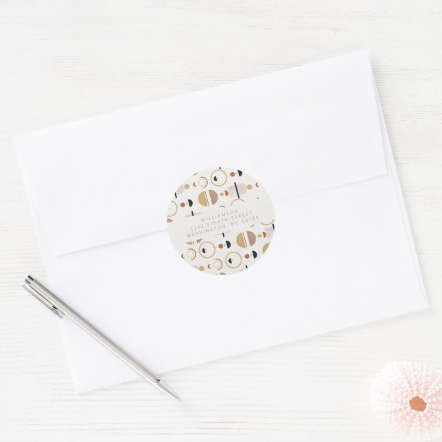 Boho Celestial Terracotta Shower Return Address Classic Round Sticker (Envelope)