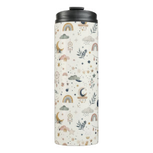 Boho Celestial Tumbler   Neutral Moon and Stars