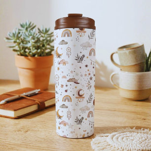 Boho Celestial Tumbler Neutral Moon and Stars