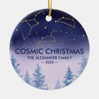 Boho Celestial Winter Solstice Watercolor Ceramic Ornament