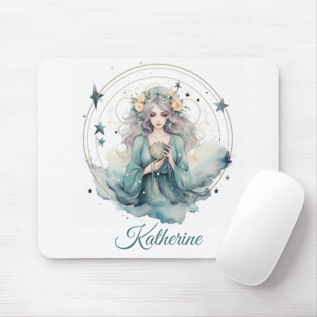 Boho Celestial Witchy Name Mouse Pad (With Mouse)