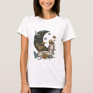 Boho Celestials Moon Astronaut in Space T-Shirt