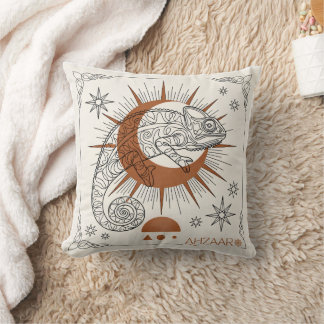 Boho Chameleon Sun and Stars Reptile Art Cushion