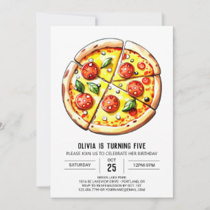 Boho Cheese Pizza Birthday Invitation