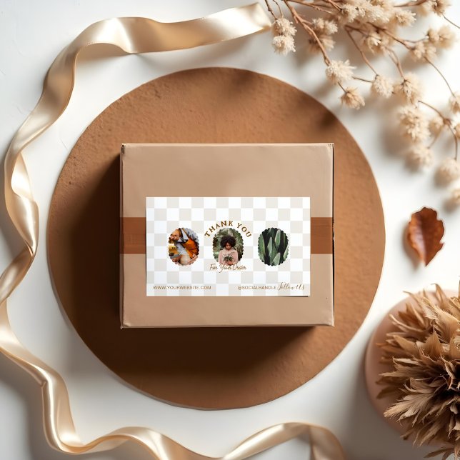 Boho Chequerboard Pattern Thank You For Your Order Rectangular Sticker (Boho Checkerboard Pattern Thank You For Your Order Rectangular Sticker)