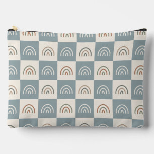 Boho Chequered Rainbow Minimalist Pattern Accessory Pouch