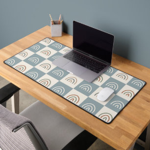 Boho Chequered Rainbow Minimalist Pattern Desk Mat