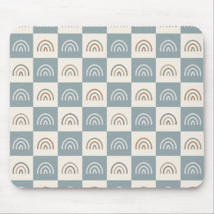 Boho Chequered Rainbow Minimalist Pattern Mouse Pad