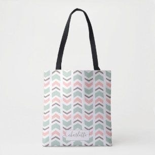 Boho chevron pattern tote bag