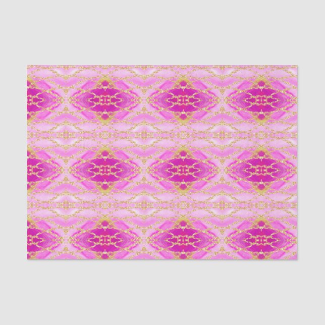 Boho Chic Abstract Pink and Gold Pattern  Tissue Paper (Front)