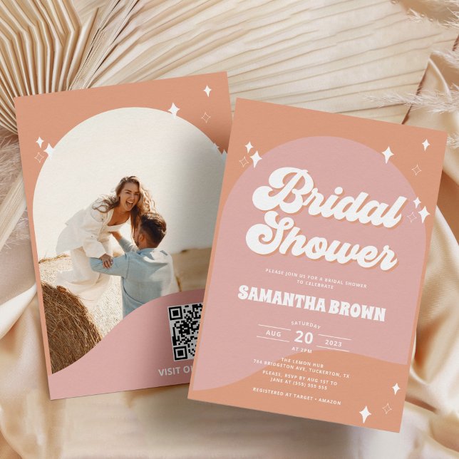 Boho Chic Arch Modern Retro Bridal Shower Invitation (Creator Uploaded)