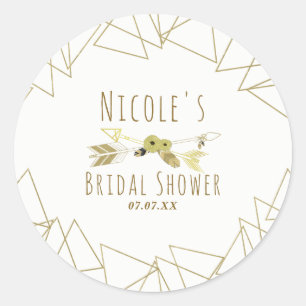 Boho Chic Arrows & Gold Geometric Triangles Modern Classic Round Sticker
