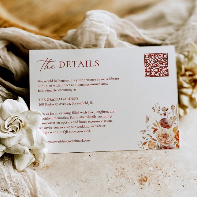 Boho Chic Autumn Wedding Details Enclosure Card (Creator Uploaded)