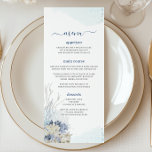 Boho Chic Beach Destination Hampton Wedding Menu<br><div class="desc">Elevate your beachside reception with this slim wedding menu card featuring watercolor hand-painted shells and coral in soft blue and neutral tones. Perfect for oceanfront, resort, and destination weddings, this elegant, budget-friendly menu adds a coastal touch to each place setting. Personalise them easily and quickly, simply press the Edit Using...</div>