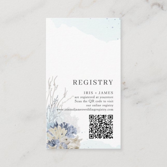 Boho Chic Beach Nautical Wedding QR Gift Registry Enclosure Card (Front)