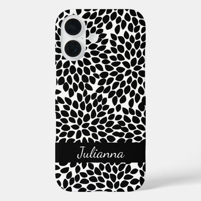 Boho Chic Black and White Abstract Floral Pattern Case-Mate iPhone Case (Back)