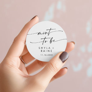 Boho Chic Black and White Mint To Be Favour Sticke Classic Round Sticker