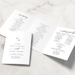 Boho Chic Black and White Monogram Wedding Tri-Fold Programme<br><div class="desc">This boho chic black and white monogram wedding tri-fold program is perfect for a minimalist wedding. The black and white modern bohemian design features simple rustic calligraphy with a unique yet classic style. Perfect for any season: spring, summer, fall autumn or winter. Personalise your wedding program with your initials, names,...</div>