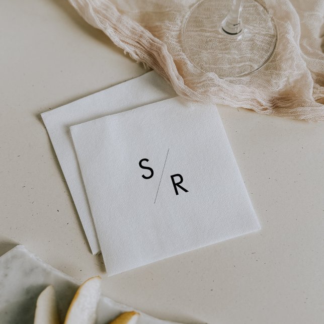 Boho Chic Black and White Monogrammed Napkins (Creator Uploaded)