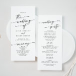 Boho Chic Black and White Tea Length Wedding Program<br><div class="desc">This boho chic black and white tea length wedding program is perfect for a minimalist wedding ceremony. The black and white modern bohemian design features simple rustic calligraphy with a unique yet classic style. Perfect for any season: spring, summer, fall autumn or winter. Personalise your wedding program with you names,...</div>