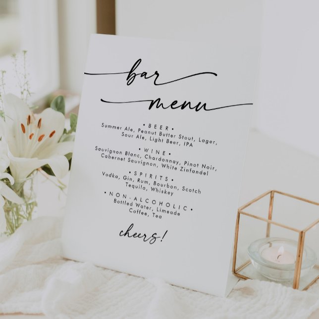 Boho Chic Black and White Wedding Bar Pedestal Sign (Creator Uploaded)