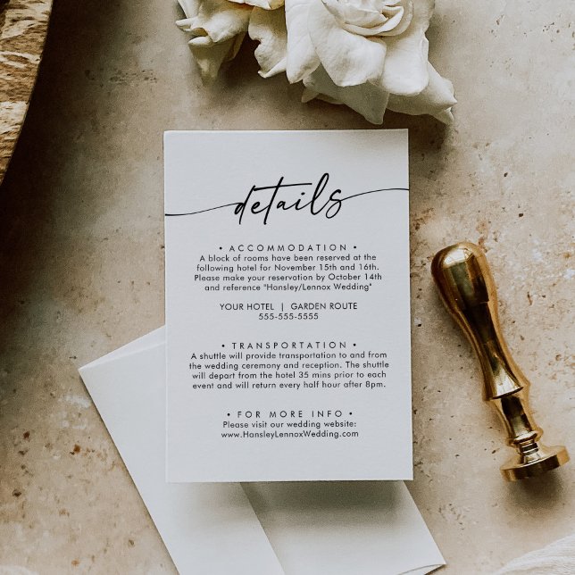 Boho Chic Black and White Wedding Details Enclosure Card (Creator Uploaded)