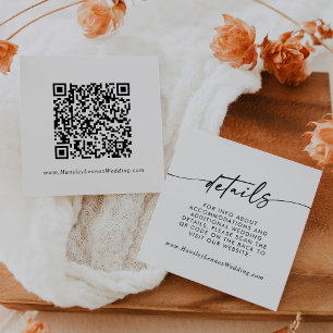 Boho Chic Black and White Wedding QR Code Details Enclosure Card