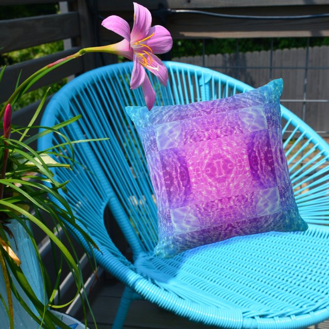 Boho Chic Blue Purple and Pink Abstract Cushion (Creator Uploaded)