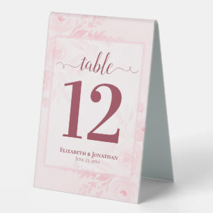 Boho Chic Blush Pink Floral Wedding Table Number
