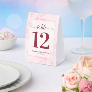 Boho Chic Blush Pink Floral Wedding Table Number