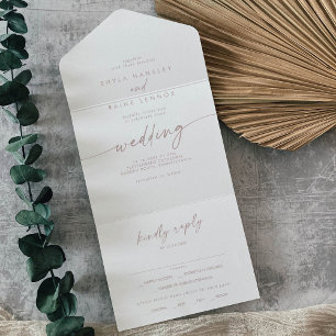 Boho Chic Blush Pink Meal Choice RSVP Wedding All In One Invitation
