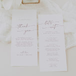 Boho Chic Blush Pink Thank You and Wedding Menu<br><div class="desc">This boho chic blush pink thank you and wedding menu is perfect for a minimalist wedding. The dusty rose pink and white modern bohemian design features simple rustic calligraphy with a unique yet classic style. Personalise the back of your menu table card with a thoughtful thank you note to your...</div>