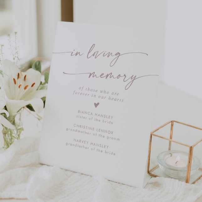 Boho Chic Blush Pink Wedding In Loving Memory Pedestal Sign (Creator Uploaded)
