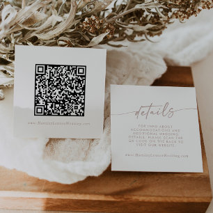 Boho Chic Blush Pink Wedding QR Code Details Enclosure Card
