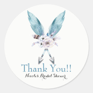 Boho Chic Bohemian Arrows Feather Floral Party Classic Round Sticker