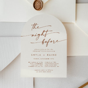 Boho Chic Bohemian Cream Arch Rehearsal Dinner Invitation