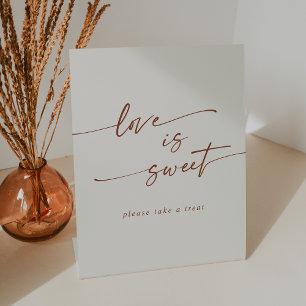 Boho Chic Bohemian Cream Love Is Sweet Wedding Pedestal Sign