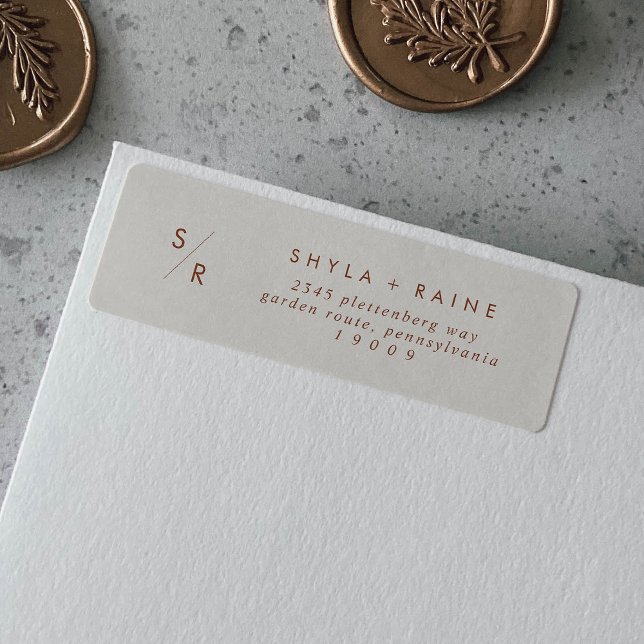 Boho Chic Bohemian Cream Monogram Address Labels (Creator Uploaded)