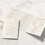 Boho Chic Bohemian Cream Monogram Wedding Tri-Fold Programme<br><div class="desc">This boho chic bohemian cream monogram wedding tri-fold program is perfect for a minimalist wedding. The neutral terracotta burnt orange and cream modern bohemian design features simple rustic calligraphy with a unique yet classic style. Personalise your wedding program with your initials, names, wedding date and location, your favourite quote or...</div>