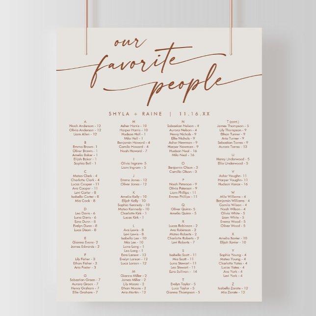 Boho Chic Bohemian Cream Printable Seating Chart (Creator Uploaded)