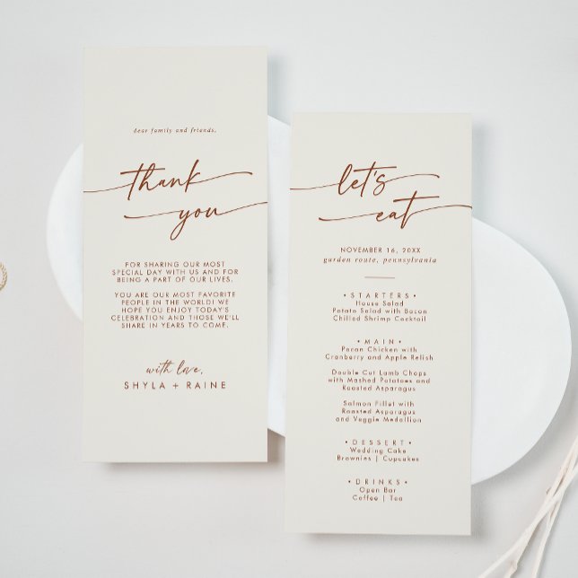 Boho Chic Bohemian Cream Thank You and Wedding Menu (Creator Uploaded)