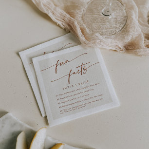 Boho Chic Bohemian Cream Wedding Fun Fact Napkins