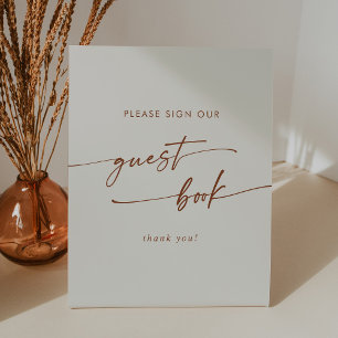 Boho Chic Bohemian Cream Wedding Guest Book Pedestal Sign