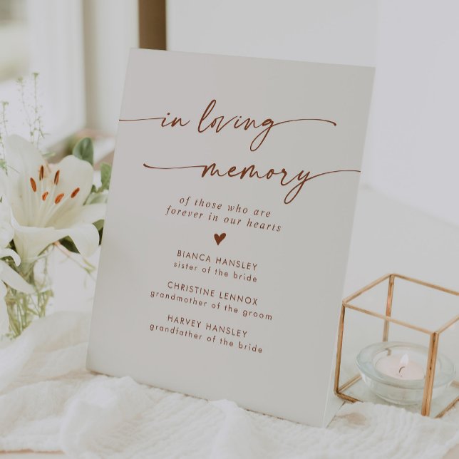 Boho Chic Bohemian Cream Wedding In Loving Memory Pedestal Sign (Creator Uploaded)