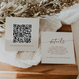 Boho Chic Bohemian Cream Wedding QR Code Details Enclosure Card